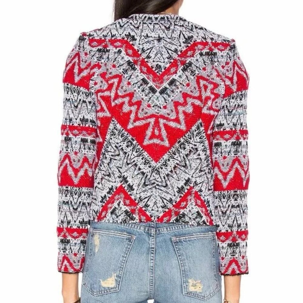 Pre-Loved IRO Red & Black Ikat Jacket - Women's 40 - Picture 5 of 10